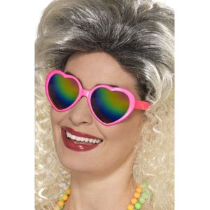 2x stuks roze hartjes bril voor volwassenen - Feestbrillen/party brillen/foute party/gay pride thema