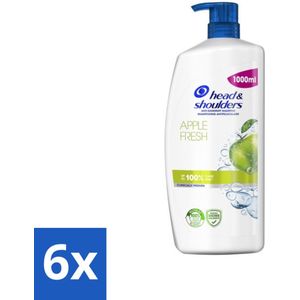 Head & Shoulders - Anti-Roos Shampoo - Apple Fresh - Pompflacon - 1000 ml - Voordeelverpakking - 6 stuks