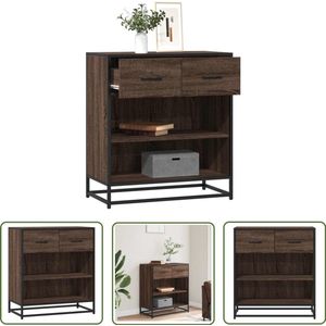 vidaXL Commode - Dressoir - Dressoir 68x35x76 cm bewerkt hout bruin eikenkleur - Houten Dressoir - Bruine Eiken - Vintage Dressoir