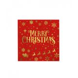 Servetten Merry christmas -kerst rood (33cm, 16st)