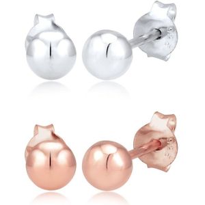 Elli Dames Oorbellen Dames Set Stud Oorbellen Ball Geo Basic Bi-Color in 925 Sterling Zilver rose gold-plated