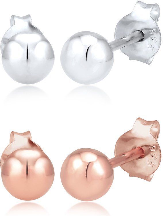 Elli - Oorbellen - Bi-Color - Dames Set Stud Oorbellen - 925 Sterling Zilver - Roségoudkleurig