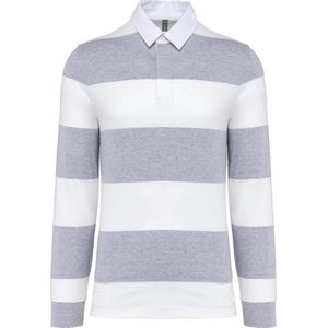 Kariban Gestreepte uniseks polo lange mouwen K285 - Oxford Grey / White Stripes - XL