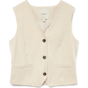 Vero Moda Gilet Vmliana Sl Shiny Waistcoat 10328657 Oatmeal Dames Maat - 40