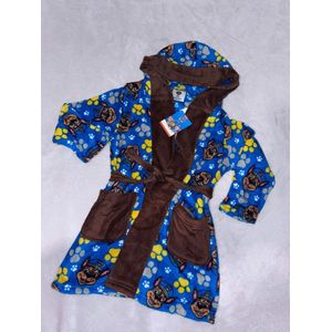 Paw Patrol - ochtendjas - badjas - duster - kamerjas - blauw - bruin - fleece - maat 116 - 6 jaar