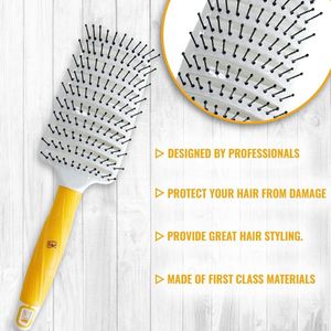 Vent Brush 2.5 Inches For Hair Styling - Detangling Brush for Blow Drying - Curved Vented Hairstyling Brush - Flexibele Pins - All Hair Types - For Men And Women