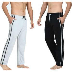 Pierre Calvini - Joggingbroek Heren - 2 Pack - Zwart Grijs - L - Pyjama Heren - Joggingbroek Heren Rechte Pijp - Trainingsbroek Heren - Huispak Heren