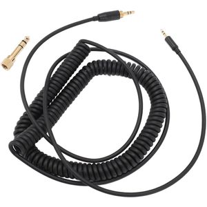 Opgerolde Vervangende Hoofdtelefoonkabel Plug and Play Flexibele Vergulde Connector voor OE2i voor QC25 (ZWART)