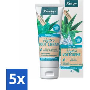 5 x Kneipp - Voetcrème - Hydro Care - Menthol, Aloe Vera & Watermunt - 75 ml - Voetcrème - Verkoelend - Hydraterend - Menthol - Aloe Vera