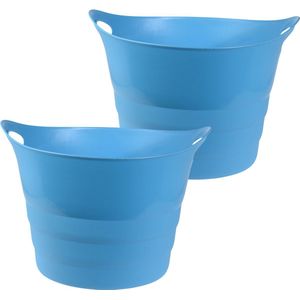 Excellent Houseware Flexibele emmer - 2x - blauw - 43 liter - kunststof - 45 x 38 cm