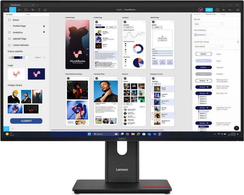 Lenovo - ThinkVision T32UD-40 - Monitor - Zwart - 31,5 inch - 4K UHD-resolutie