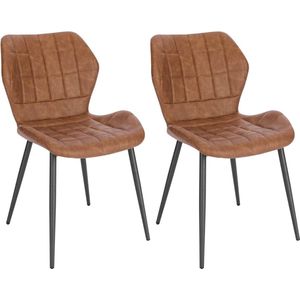 Rootz Eetkamerstoelen Set van 2 - Gestoffeerde stoelen - Kunstleren zitting - Comfortabel en ondersteunend - Duurzame metalen poten - Ergonomisch ontwerp - 47 cm x 79,5 cm x 54 cm