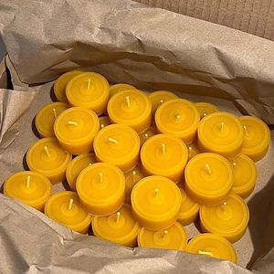 Geurende natuurlijke bijenwas theelichtjes - 30 stuks, honinggeel beeswax candles