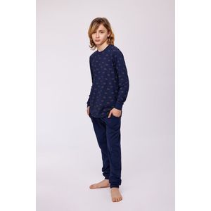 Woody Studio pyjama jongens/heren - donkerblauw - mammoet print - 232-12-QTR-Z/943 - maat 140