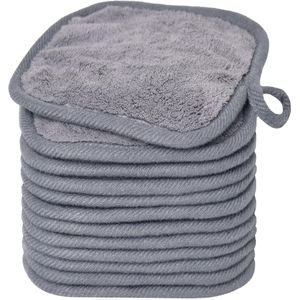 Ibenzoa® Herbruikbare Microvezel Make-updoekjes voor Gezichtsreiniging in Grijs - Set van 12 Stuks