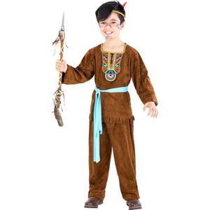 dressforfun - jongenskostuum indiaan kleine berenpoot 128 (8-10y) - verkleedkleding kostuum halloween verkleden feestkleding carnavalskleding carnaval feestkledij partykleding - 300614