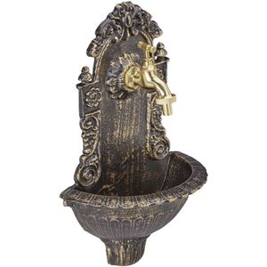 Relaxdays muurfontein - antiek design - met kraan - gietijzer - 40 x 24,5 x 13 cm - zwart