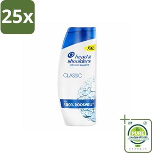 25 x Head & Shoulders – Shampoo – Classic – 625 ml - Grootverpakking - Anti-roos Shampoo - Roosvrij Haar - Gezonde Hoofdhuid - Microbiome Balance - Fris Haar