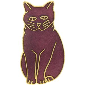 Behave® Broche poes kat paars emaille
