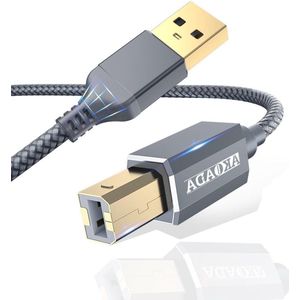 Thelau - USB Printerkabel, 4.5M Scannerkabel, USB A naar USB B 2.0 Printerkabel voor HP, voor Canon, voor Dell, voor Epson, voor Lexmark, voor Xerox, voor Brother, voor Samsung en meer - Grijs, Snelle Overdracht van Gegevens!