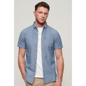 Superdry - Vintage Chambray Overhemd - Heren - Slimfit - Korte Mouwen