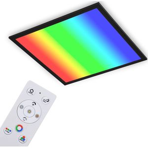 BRILONER - LED-paneel plafondlamp Ultra Flat RGB Kleurverandering CCT Dimbare afstandsbediening Timer Nachtlicht Functie 15W Zwart