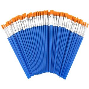 Kleine penselen set van 100 stuks, platte kwasten voor kunstenaars en beginners