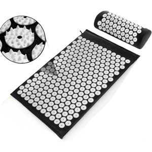 Ceruzo Acupressuur Mat met Kussen - Spijkermat voor Pijnverlichting - Ontspanning - Zwart Wit