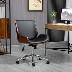 Comfortabele bureaustoel met kantelfunctie, ergonomische computerstoel, in hoogte verstelbare bureaustoel, belastbaar tot 120 kg, kunstleer, zwart