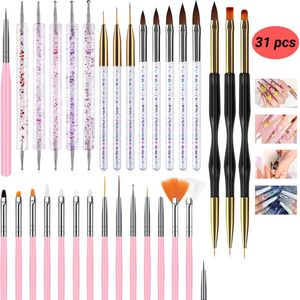 GUAPÀ® Nagel Penselen Set 31 pcs | Nail Art Penselen | Gel Penseel | Nagel Decoratie | Nail Brush | Nail Liner Brush | Dotting Penselen | Acryl Nagels | Gellak | Nepnagels | Gel Penseel | Acryl Forms | 31 Diverse Nail Art Penselen