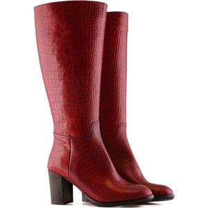 Dames Laarzen Brede Kuiten Nina Croco in Rood Kuitomtrek 44 cm, schoenmaat 37