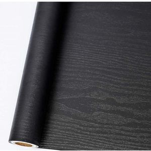 Vinyl wrap zelfklevend behang zwart hout effect 40cm x 300cm - meubels keuken - decoratief - verwijderbaar.