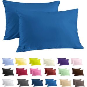 Zavelo Katoen Kussenslopen Deluxe Kobalt Blauw - 60 x 70 cm - set van 2 - 100% Katoen - Hoogwaardige Hotelkwaliteit