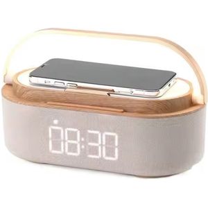 wekkerradio - Digitale wekkerradio met draadloze oplader - bluetooth speaker met accu - Snoozefunctie - USB-C - Nachtlampje - dimbaar led display