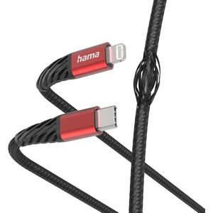 Hama Extreme Oplaadkabel - Datakabel - USB-C naar Lightning - USB-C Mannelijk - Zwart - Geschikt voor Smartphone en Tablet - Rood
