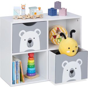 Kinderkast met Beren Design - Opbergkast voor Speelgoed en Boeken, 48 x 60 x 24,5 cm