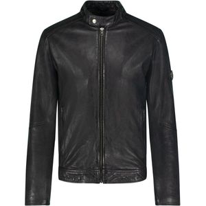 Urban 5884® – Shawn - Black – Heren - Leren Jas – Lamsleer – 100% Leer - Casual Jack – Zwart – Maat S