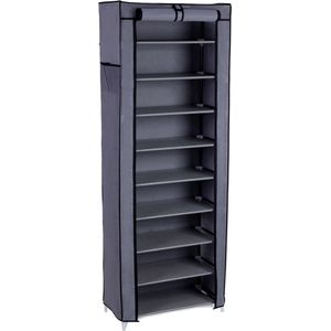 Schoenenrek - Schoenenrek voor 27 paar schoenen - Schoenenopbergrek - Ingangsschoenenrek - Schoenenorganizer - Schoenenkast - Fleecestof - Grijs - 58 x 160 x 28 cm (B x H x D)
