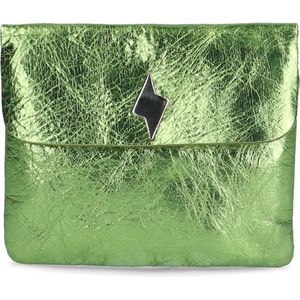 Sacha - Dames - Groene metallic leren portemonne - Maat Onesize