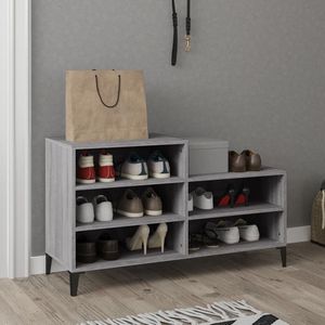 The Living Store Schoenenkast - Grijs Sonoma Eiken - 102x36x60 cm - Bewerkt hout en metaal
