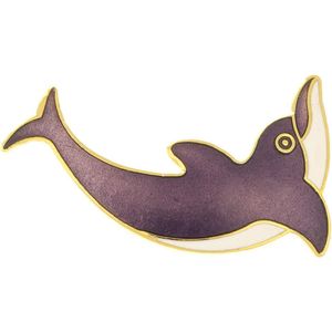 Behave - broche dolfijn paars-wit-goudkleur emaille - speels detail
