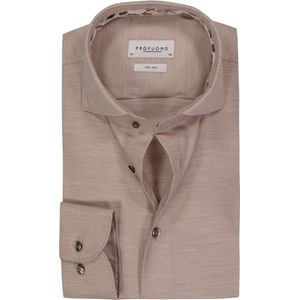 Profuomo slim fit heren overhemd, twill, beige melange