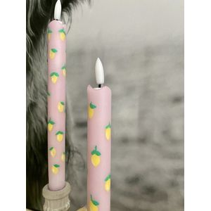 House17 Led kaarsen Citroen - Roze - Set van 2 stuks - Inclusief Batterij - Handgemaakt