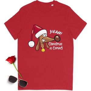 Dames T Shirt - Kerstmis - Rood - Maat M