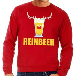 Foute kersttrui / sweater met bierglas Reinbeer rood voor heren - Kersttruien L