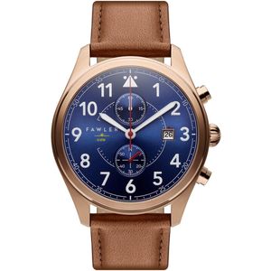 Fawler Fraser roségoudkleurig en blauw pilotenhorloge met chronograaf voor heren