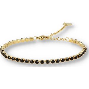 My Bendel Gouden tennisarmband zirkonia armband zwart - Gouden schakelarmband met zwarte zirkonia stenen - Met luxe cadeauverpakking