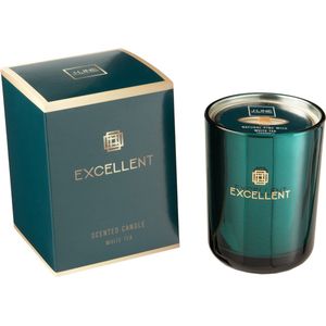 J-Line geurkaars Excellent - White Tea - glas - blauw - small - 50U