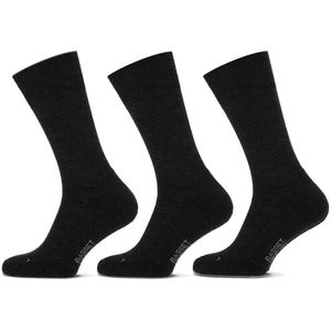 Basset Merinowollen Sokken - Casual - 3 paar - Antraciet - Dames en Heren - Merino Wol - Maat 35/38