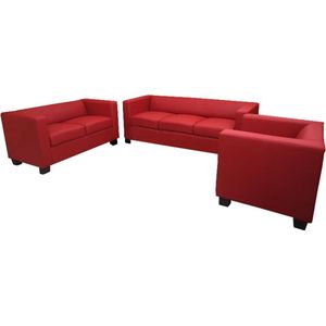 3-2-1 bankstel bankstel loungebank Lille ~ leer, rood